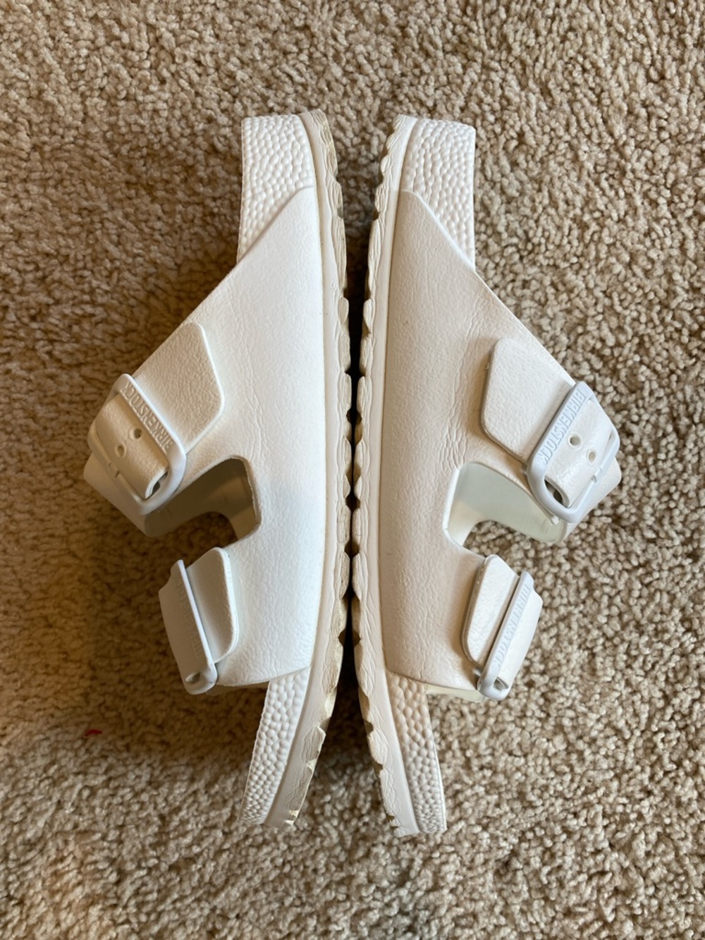Birkenstock Cream Double Strap Slide Sandals - Picture 5 of 7